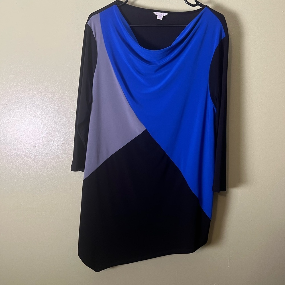 Chic Asymmetrical Blue and Black Dress